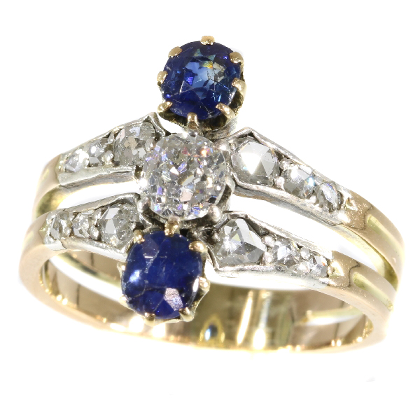 Antique Victorian ring with diamonds and sapphires